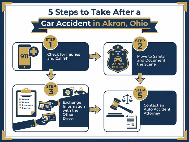 5 Steps to Take After a Car Accident in Akron Ohio infographic