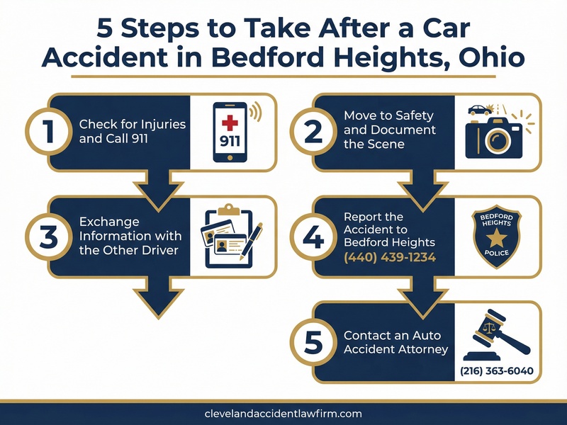 5 Steps to Take After a Car Accident in Bedford Heights Ohio infographic